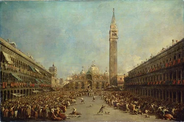 De Distributie van de Denarii aan de Armen in San Marco, Venetië